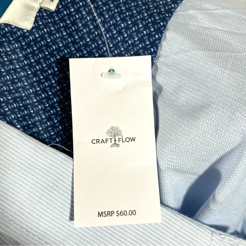 Craft + Flow Men's Sky Good Stripe W584 Blue Striped Shirt Size XL - Picture 3 of 16